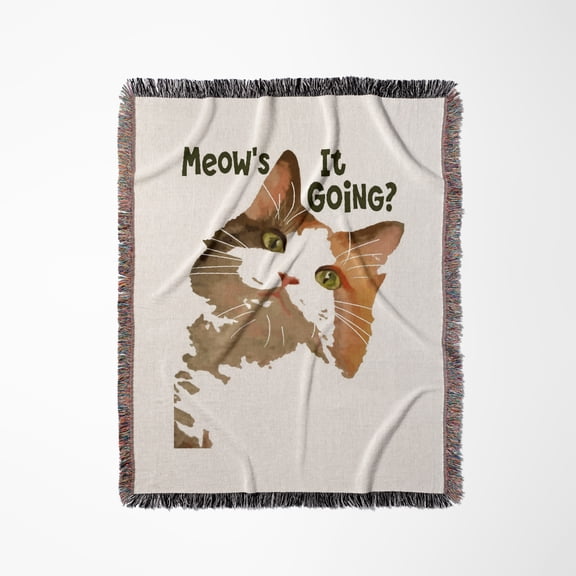 Meows It Going Fun Cat Meme Question, Woven Blanket