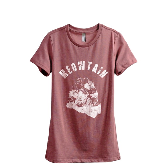 Meowtain DISC Women's Fashion Relaxed T-Shirt Tee Heather Rouge Small