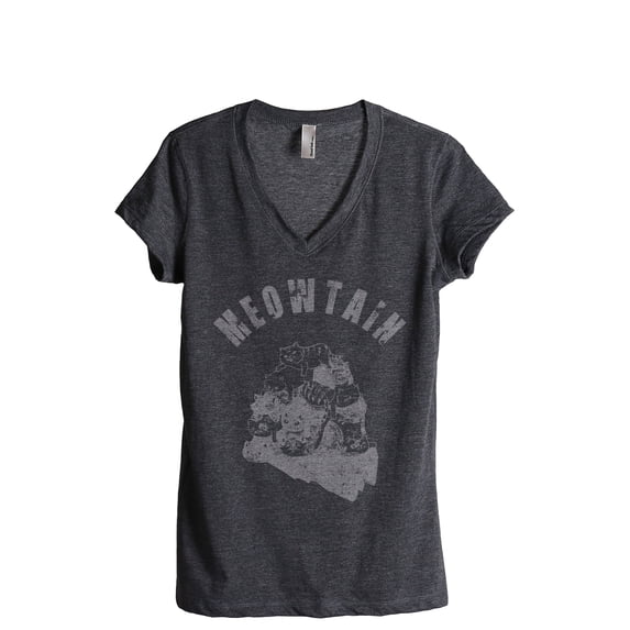 Meowtain DISC Women's Fashion Relaxed V-Neck T-Shirt Tee Charcoal Grey Large
