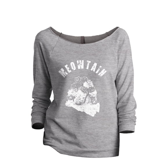 Meowtain DISC Women's Fashion Slouchy 3/4 Sleeves Raglan Lightweight Sweatshirt Sport Grey Medium