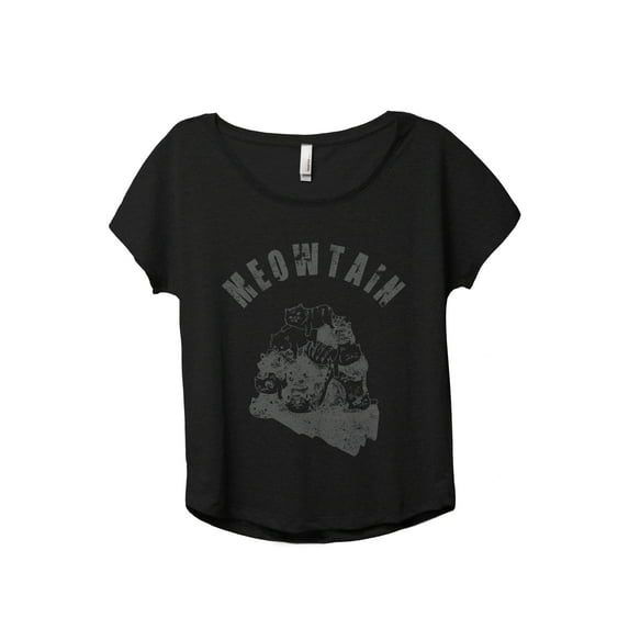 Meowtain DISC Women's Fashion Slouchy Dolman T-Shirt Tee Heather Black Medium