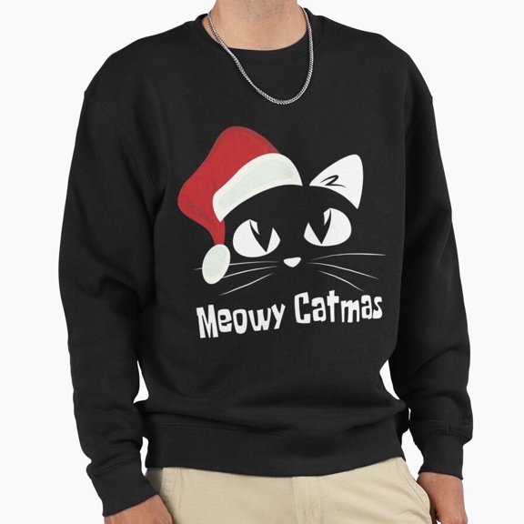 Meowy Catmas Funny Christmas Sweater Gift Graphic Unisex Sweatshirt Retro Lover Art G22826, Up to Size 5XL