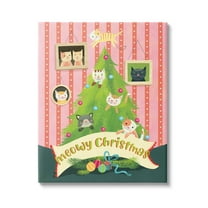 Meowy Christmas Cat Tree Holiday Graphic Art Gallery Wrapped Canvas Print Wall Art