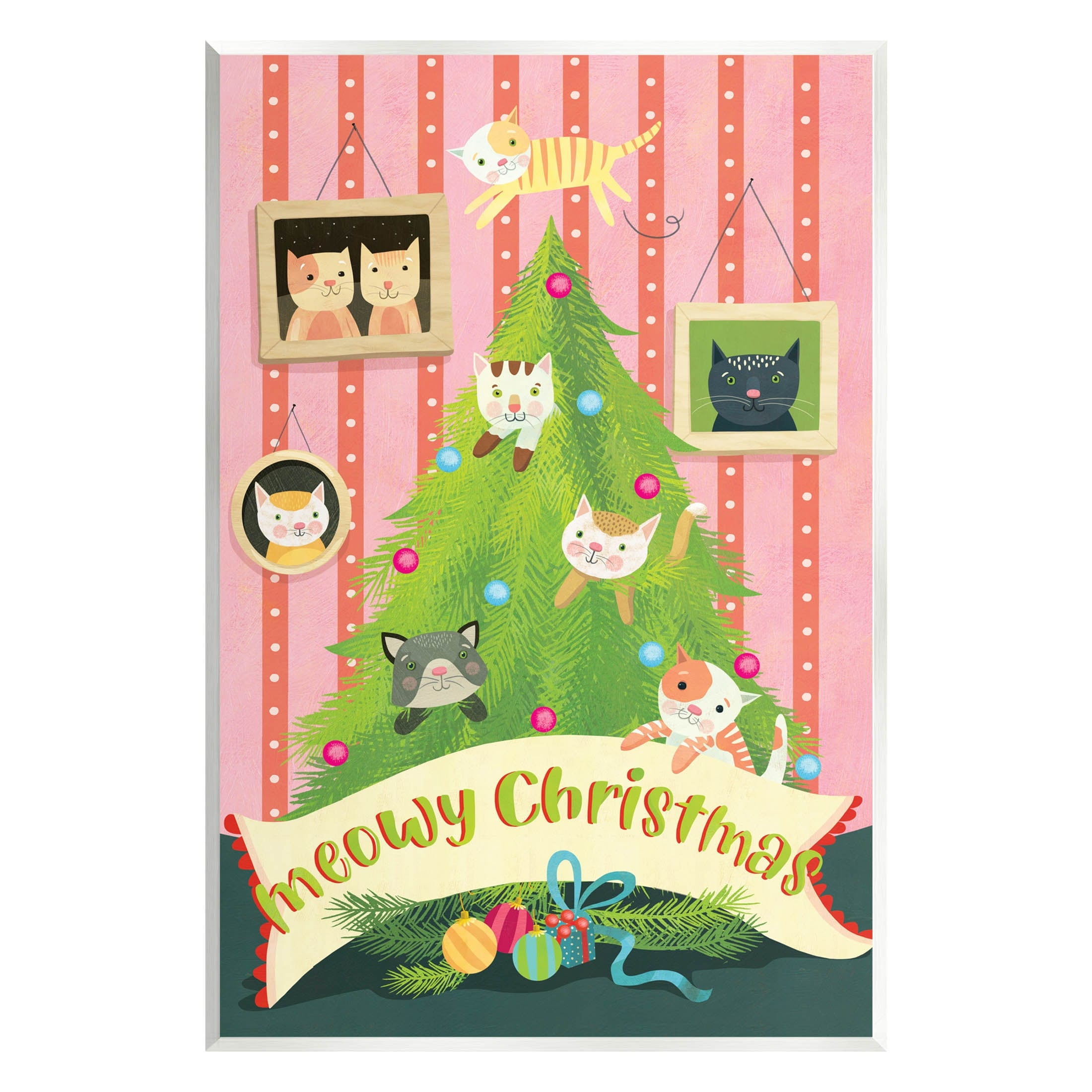 Meowy Christmas Cat Tree Holiday Graphic Art Unframed Art Print Wall Art