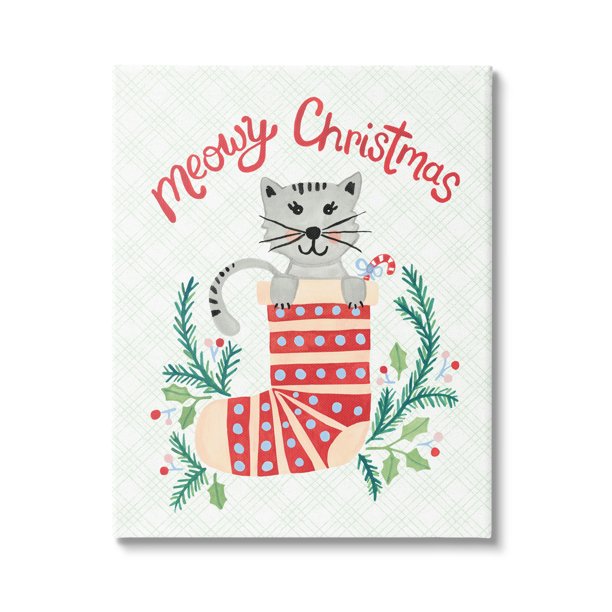 Meowy Christmas Clever Cat Nestled Patterned Stocking Animals