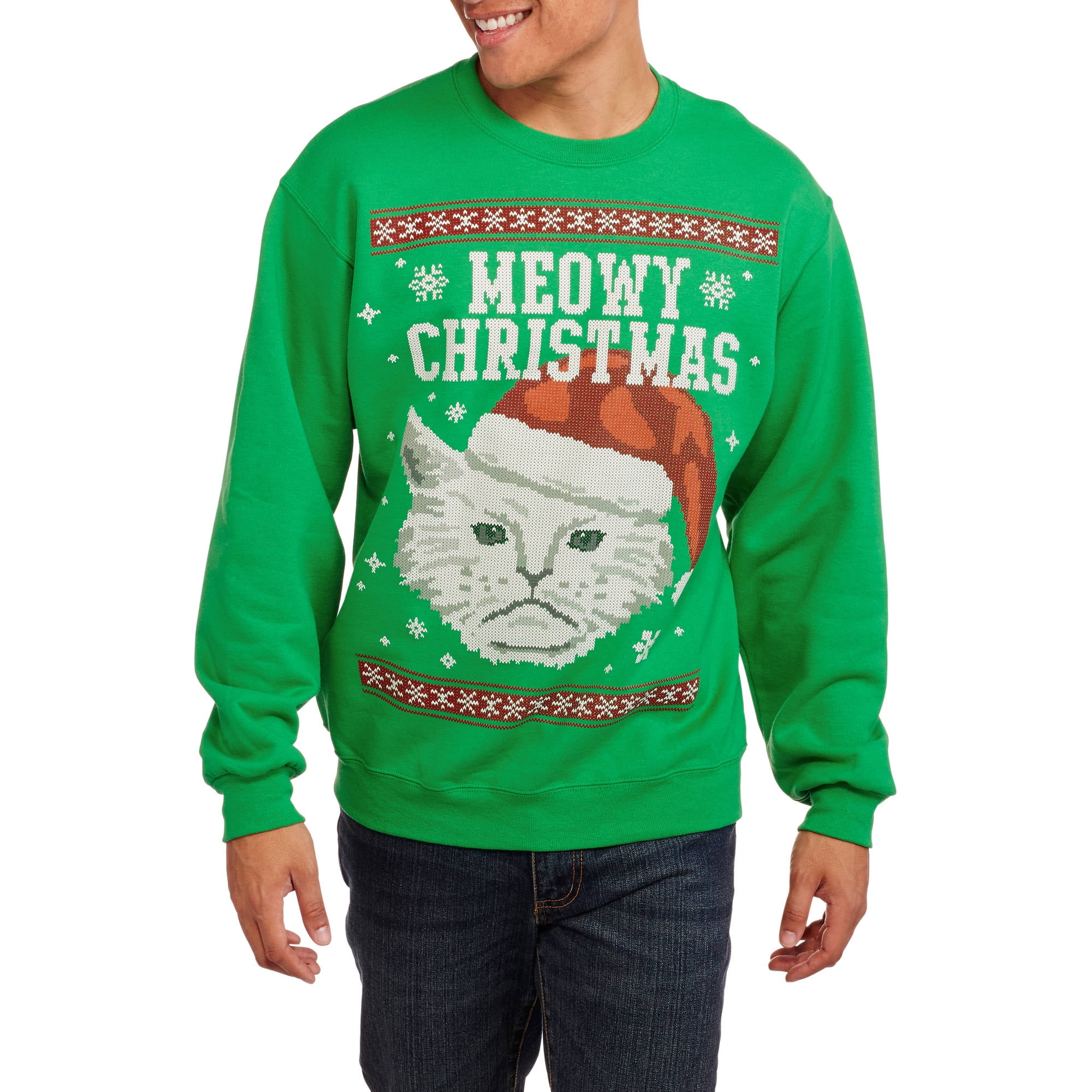 Meowy Christmas Men's Graphic Christmas Fleece - Walmart.com