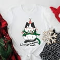 thumbnail image 1 of Meowy Christmas Tee Cat Lover Graphic Holiday Family Cute Festive Top Short Sleeve Round Neck White S-5XL, 1 of 4