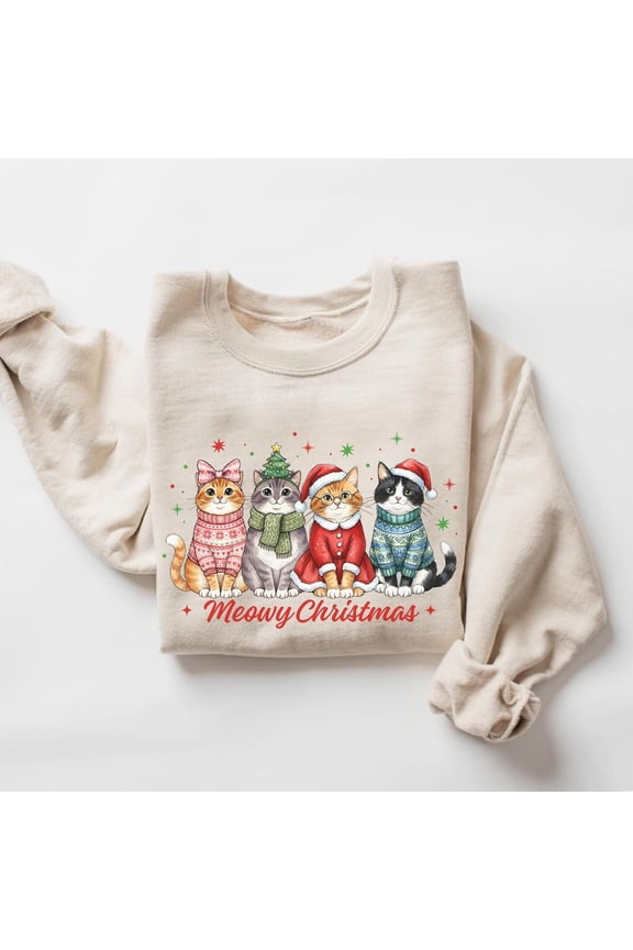 Meowy Shirt, Cat Sweatshirt, Kitty Lover T-Shirt, Cat Mom Sweater New Year Tshirt All Size S-5XL