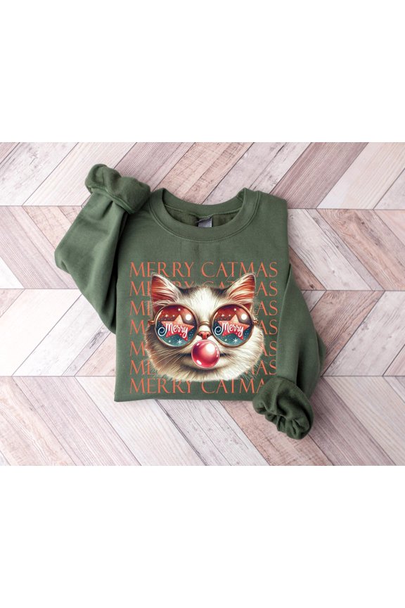 Meowy Winter Sweatshirt, Happy Cat Year Shirt, Winter Cat Shirt, Cat Winter Sweater, Merry Catmas Tee, Cat Lover Winter Shirt Sweatshirt All Size S-5XL