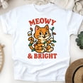 thumbnail image 1 of Meowy and Bright Shirt | Cute Cat Graphic Tee with Lights | Unisex Casual T-Shirt, White, Size L, 1 of 6