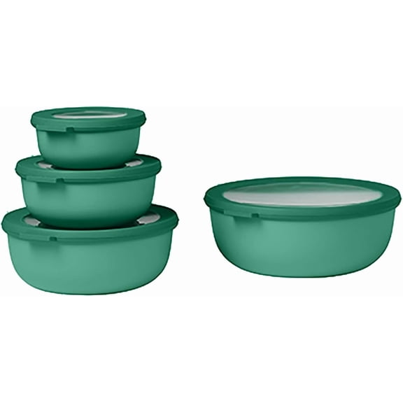Mepal – Multi Bowl Cirqula 4-Piece Set – Food Storage Container with Lid - Suitable as Airtight Storage Box for Fridge & Freezer, Microwave Container - 350, 750, 1250, 2250ml - Vivid green