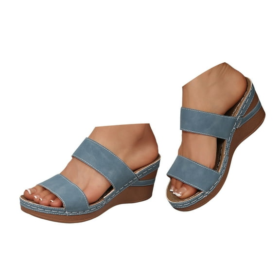 Mepaouo 2025 Platform Sandals for Women Fashion Wedges Slip on Shoes Open Toe Espadrilles Slide Heels