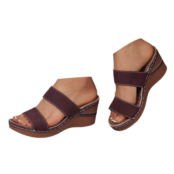 Mepaouo 2025 Platform Sandals for Women Fashion Wedges Slip on Shoes Open Toe Espadrilles Slide Heels