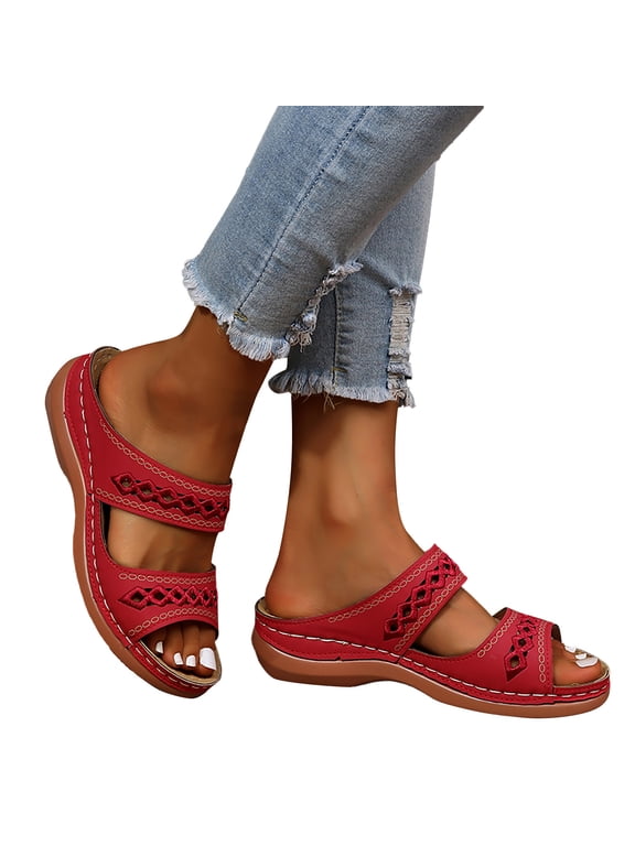 Orthopedic Sandals for Women Arch Support Summer Walking Slip on Shoes Comfort Casual Slides