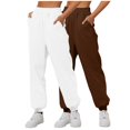 thumbnail image 1 of Mepaouo 2Pcs Womens Fleece Lined Sweatpants High Waisted Pull on Baggy Cinch Bottom Jogger Sizes S-3X, 1 of 4