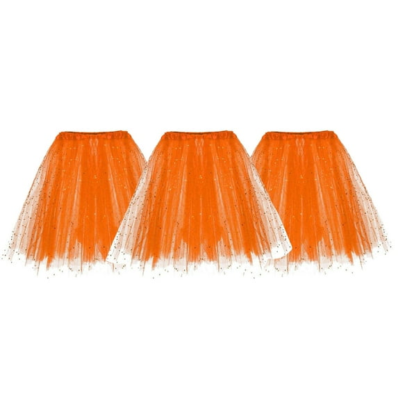 Mepaouo 3 Pack Sequins Tutu Skirt Womens Princess Ballet Dance Dress Tulle 3 Layered Party Skorts