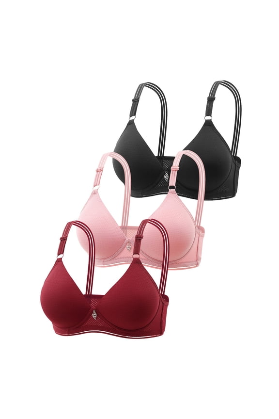 3 Pack Women's Lace Push Up Bras Posture Correcting Breathable Full Coverage Push up Bra