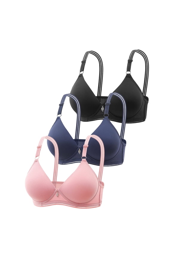 3 Pack Women's Lace Push Up Bras Posture Correcting Breathable Full Coverage Push up Bra