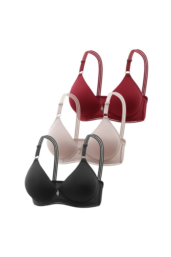 3 Pack Women's Lace Push Up Bras Posture Correcting Breathable Full Coverage Push up Bra