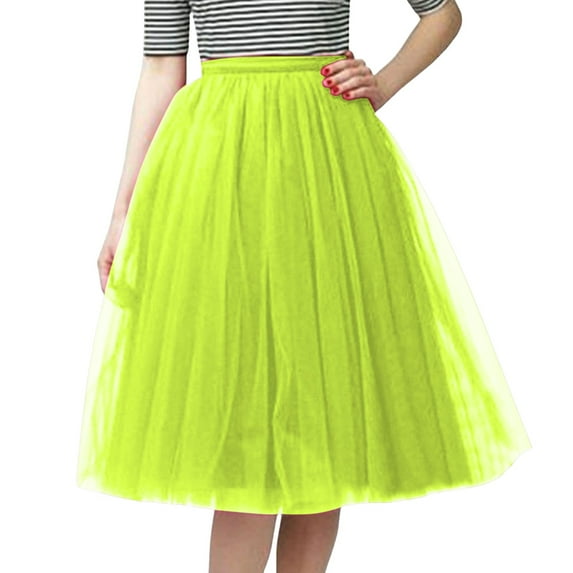 Mepaouo Adult A-line Tulle Skirt Petticoat Tutu for Women Rave Party Knee Length Midi Skorts