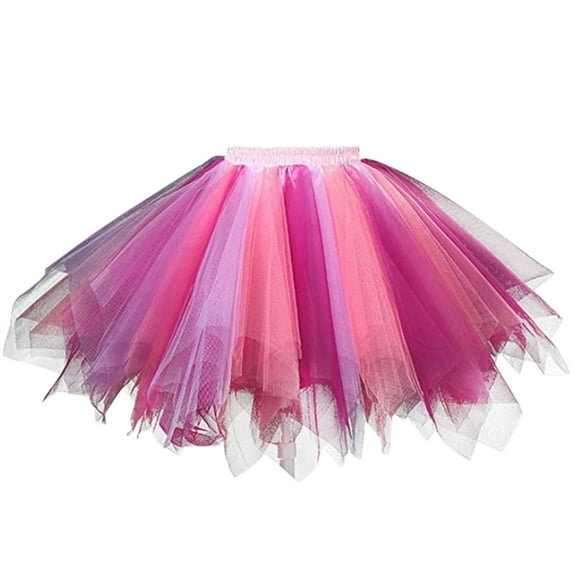 Mepaouo Adult Women 80's Tutu Skirt Layered Tulle Petticoat Dance Ballet Carnival Rave Running Dress