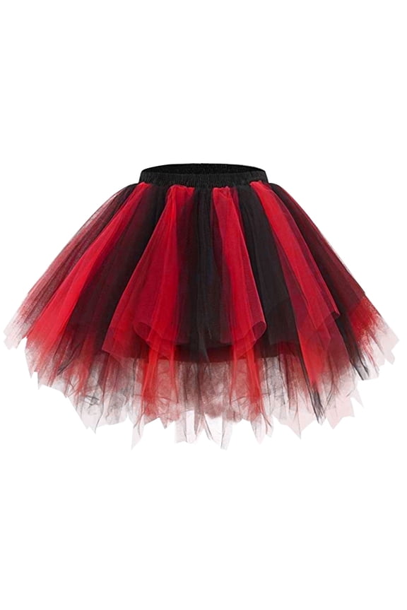 Adult Women 80's Tutu Skirt Layered Tulle Petticoat Dance Ballet Carnival Rave Running Dress