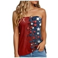 thumbnail image 1 of Mepaouo American Flag Bandeau Tank Top Women Smocked Sleeveless Casual Flowy Crop Tunic Blouses, 1 of 5