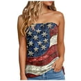 thumbnail image 1 of Mepaouo American Flag Bandeau Tank Top Women Smocked Sleeveless Casual Flowy Crop Tunic Blouses, 1 of 5