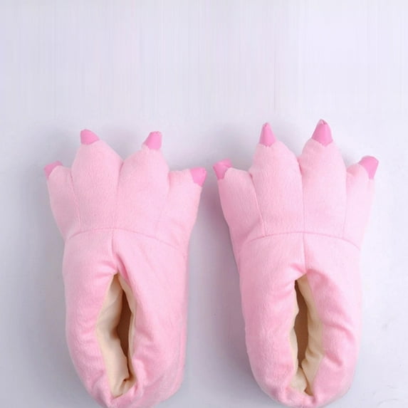Mepaouo Animal Paw Slippers for Kids Boys Girls Soft Plush Crib Shoes Winter House 4-10 Years