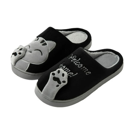 Mepaouo Animal Slippers for Women Winter Warm Plush Slip on Slides Indoor Bedroom Fuzzy Kitten House Shoes