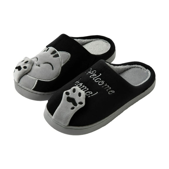 Mepaouo Animal Slippers for Women Winter Warm Plush Slip on Slides Indoor Bedroom Fuzzy Kitten House Shoes