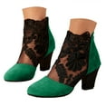 thumbnail image 1 of Mepaouo Ankle Boots for Women Embroidery Lace Flower High Heels Dress Short Booties See Through Work Shoes, 1 of 8