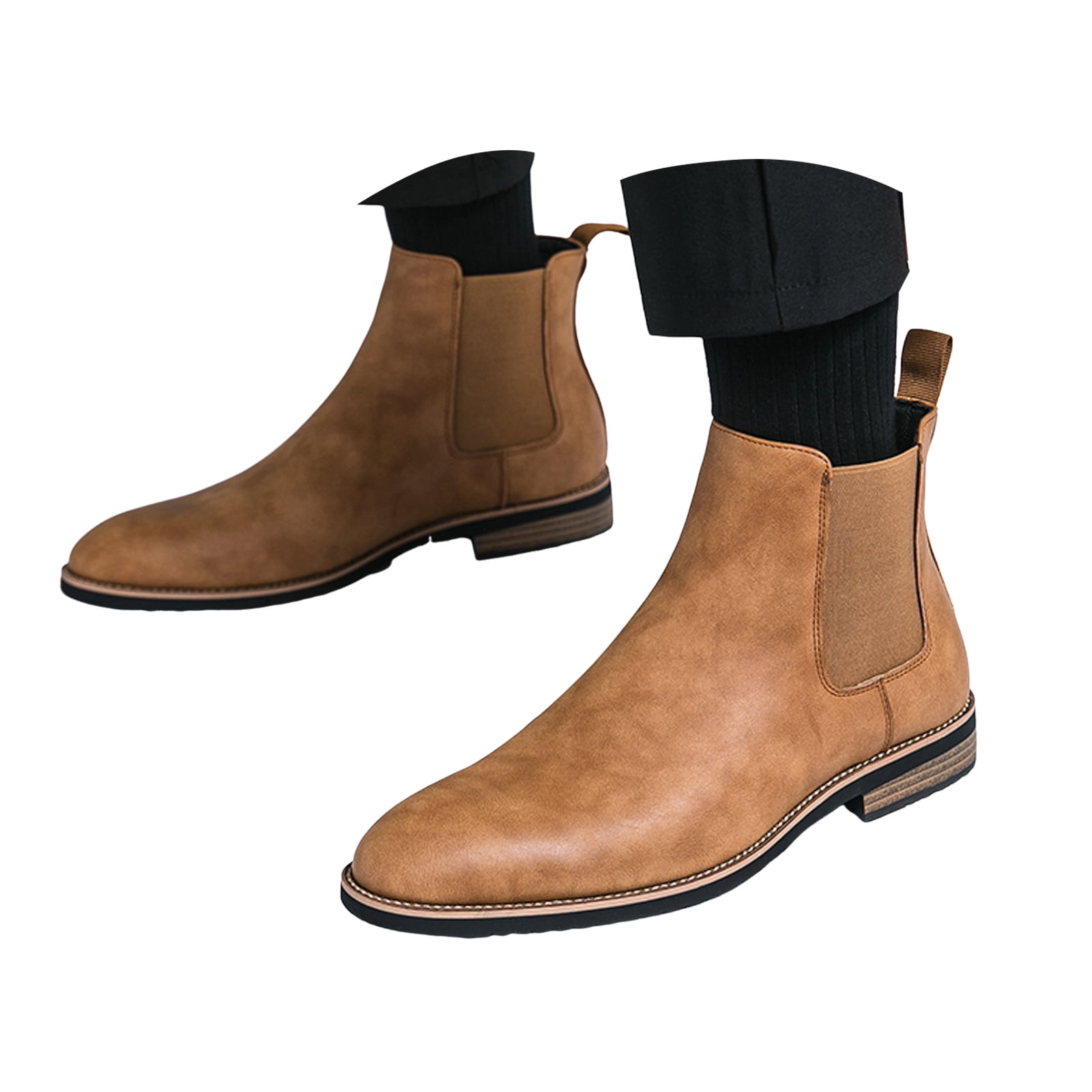 Mepaouo Ankle Cowboy Boots for Men Casual Retro Round Toe  display picture 3