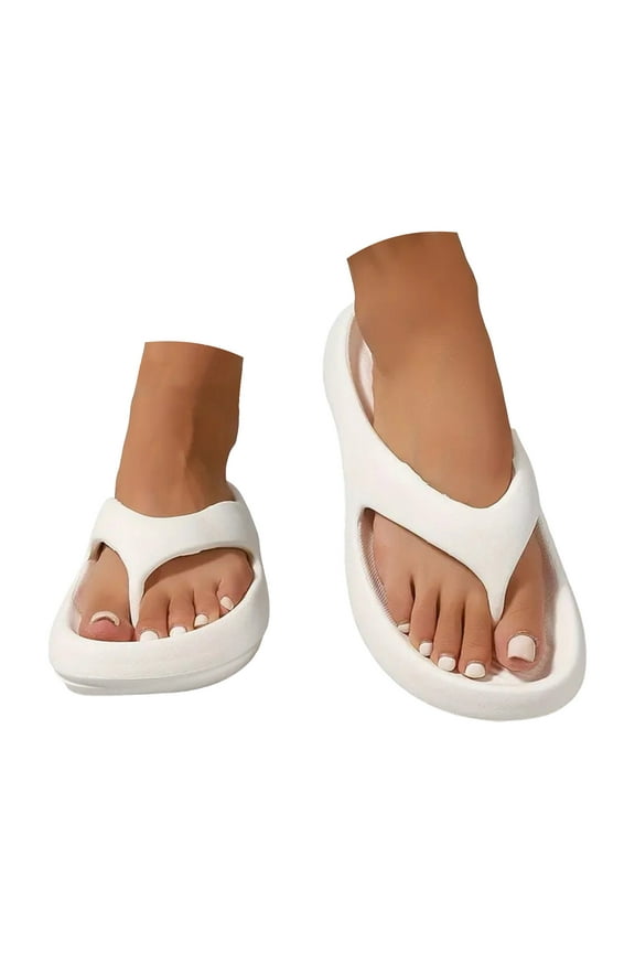 Arch Support Flip Flops for Women Walking Recovery Platform Orthopedic Pillow Sandals White 8