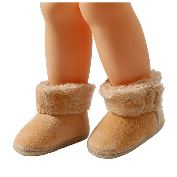 Mepaouo Baby Booties Boys Girls Winter Fleece Snow Boots Toddler Non Slip Newborn Crib Walking Shoes Khaki 4