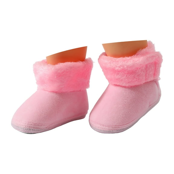 Mepaouo Baby Booties Infant Girls Boys Cozy Fleece Slippers Winter Warm Newborn Crib Sock Shoes Pink