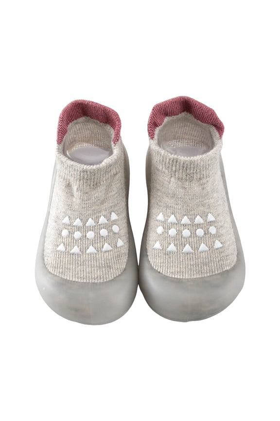 Baby Boys Girls Sock Shoes Toddler Soft Rubber Sole Sneakers Infant Non Slip Indoor Slippers Grey