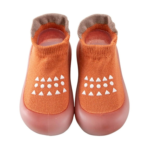 Mepaouo Baby Boys Girls Sock Shoes Toddler Soft Rubber Sole Sneakers Infant Non Slip Indoor Slippers Orange