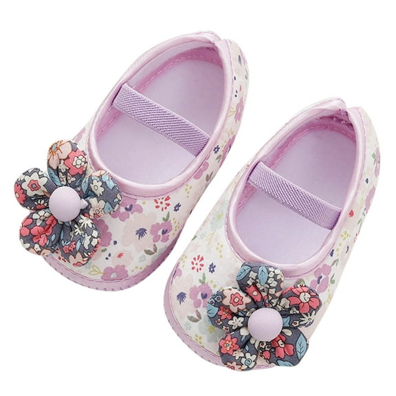 Mepaouo Baby Crib Shoes Girls Princess Bowknot Soft Sole First Walking Indoor Floor Slippers 3-12M