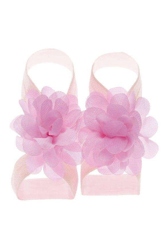 Baby Girl's Barefoot Sandals Flower Infant Kids Ribbon Strap String Soleless Footless Shoes
