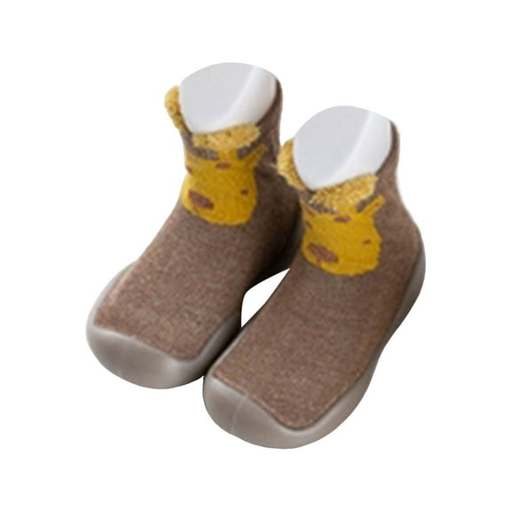 Mepaouo Baby Sock Shoes Boys Girls Non Slip Soft Sole Sneakers Toddler Infant First Walking Shoes Coffee
