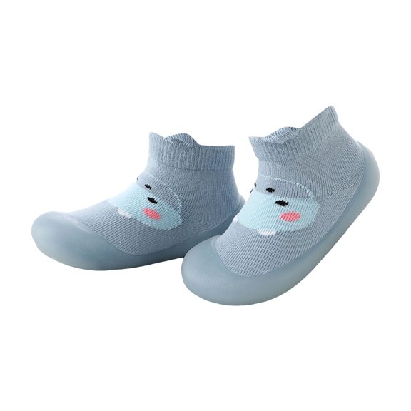 Mepaouo Baby Sock Shoes Infant Non Slip Walking Slippers Rubber Sole Girls Boys Crib Sneakers Blue