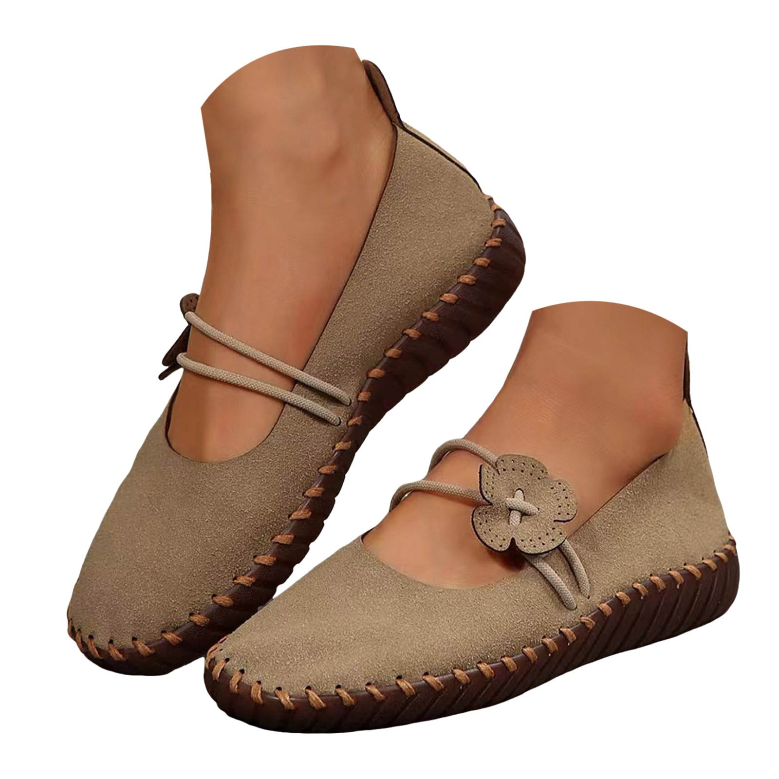 Mepaouo Ballet Flats Shoes for Women Suede Slip on Mary Jane Round Toe ...