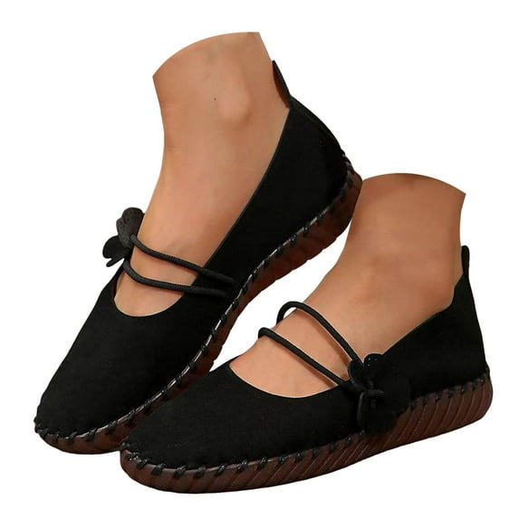 Mepaouo Ballet Flats Shoes for Women Suede Slip on Mary Jane Round Toe Ballerina Platform Casual Loafers
