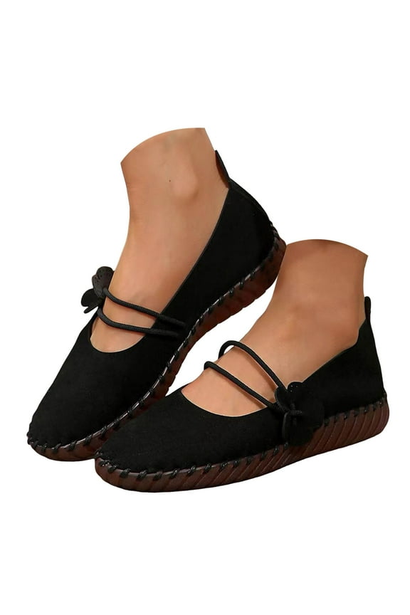 Ballet Flats Shoes for Women Suede Slip on Mary Jane Round Toe Ballerina Platform Casual Loafers