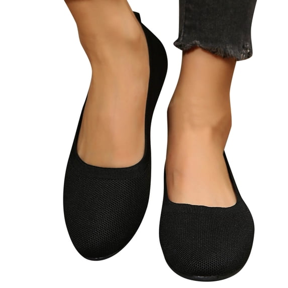 Mepaouo Ballet Flats Shoes for Women Wide Width Slip on Knit Dressy Flats Casual Walking Loafer Shoes