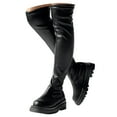 thumbnail image 1 of Mepaouo Black Thigh High Boots for Women Platform Over The Knee High Boots Lug Sole Combat Riding Shoes, 1 of 9