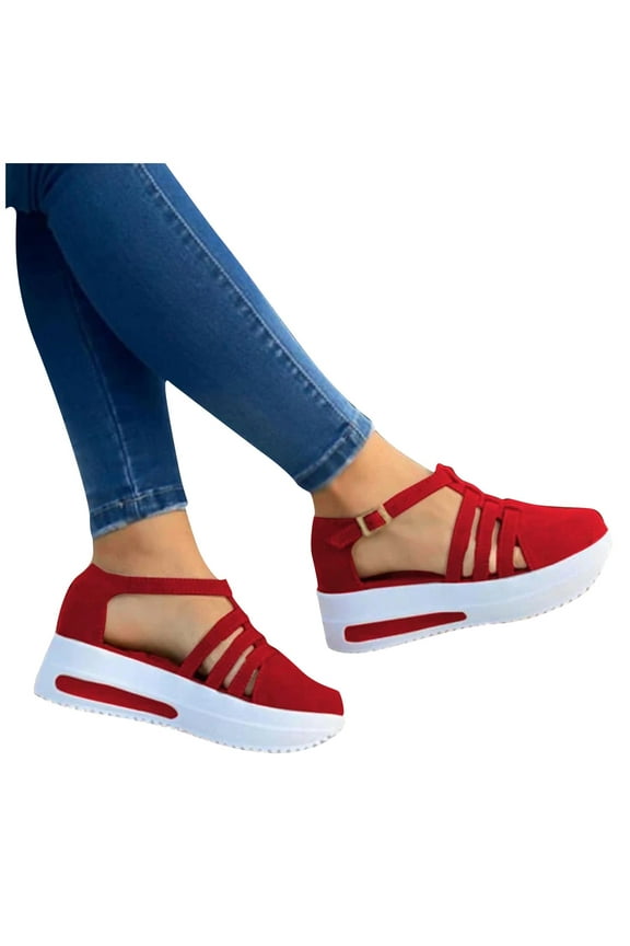 Bomre Orthopedic Shoes for Women Plus Size Hollow out Closed Toe Platform Sandals Casual Sneakers