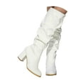 thumbnail image 1 of Mepaouo Boots for Women 2025 Fashion Slouchy Knee High Boots Chunky Heel Wedding Party Dressy Pumps, 1 of 6