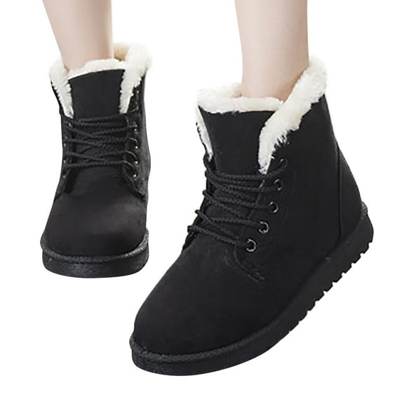 Mepaouo Boots for Women Mini Ankle Winter Snow Boots Suede Lace up Warm Womens Short Booties